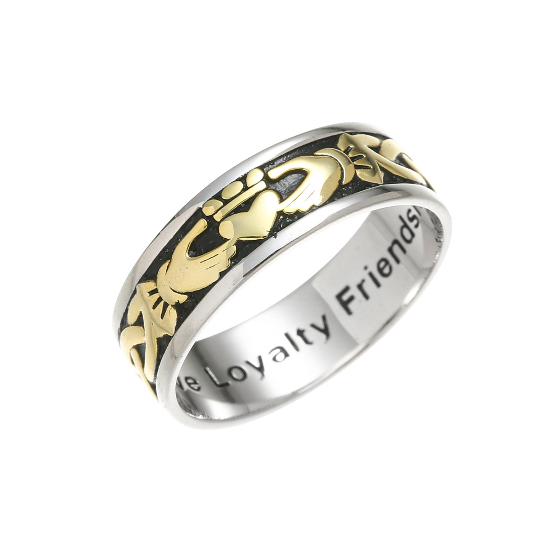 Claddagh with Gold Band Sterling Silver Ring