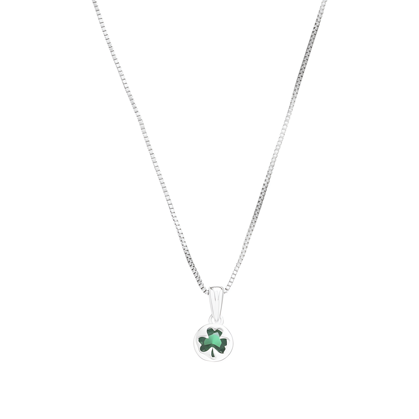 Grá Collection Shamrock Stud With Green Stone necklace Sterling Silver