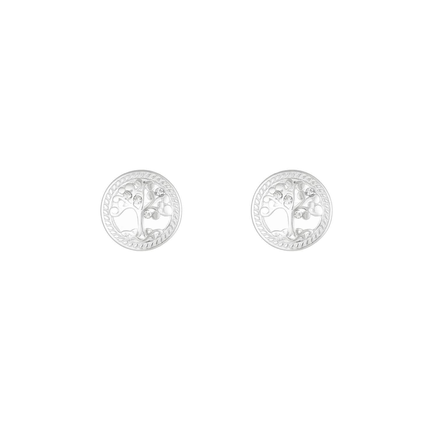 Grá Collection Tree Of Life Green Border Earrings Sterling Silver