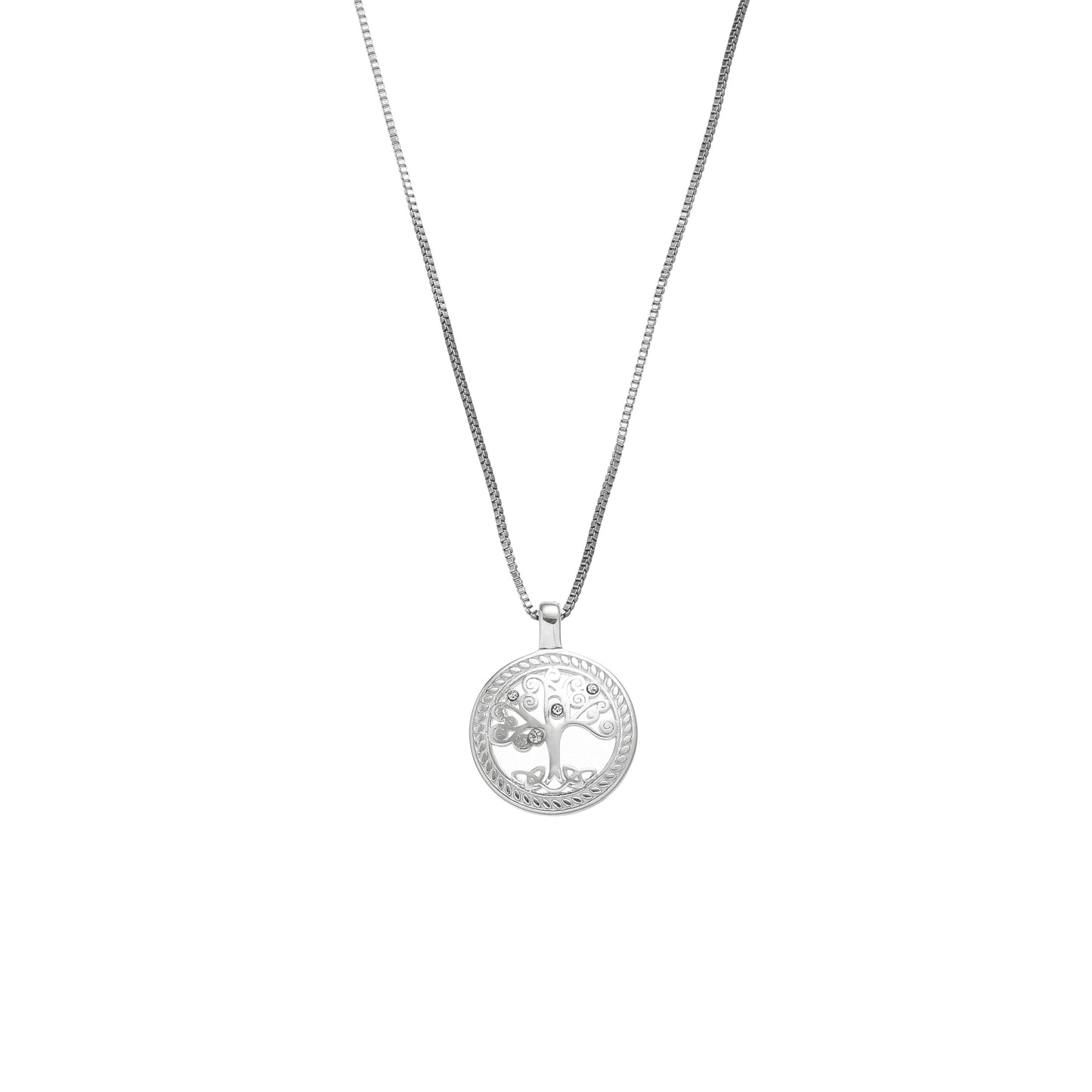 Grá Collection Tree Of Life Green Border Necklace Sterling Silver