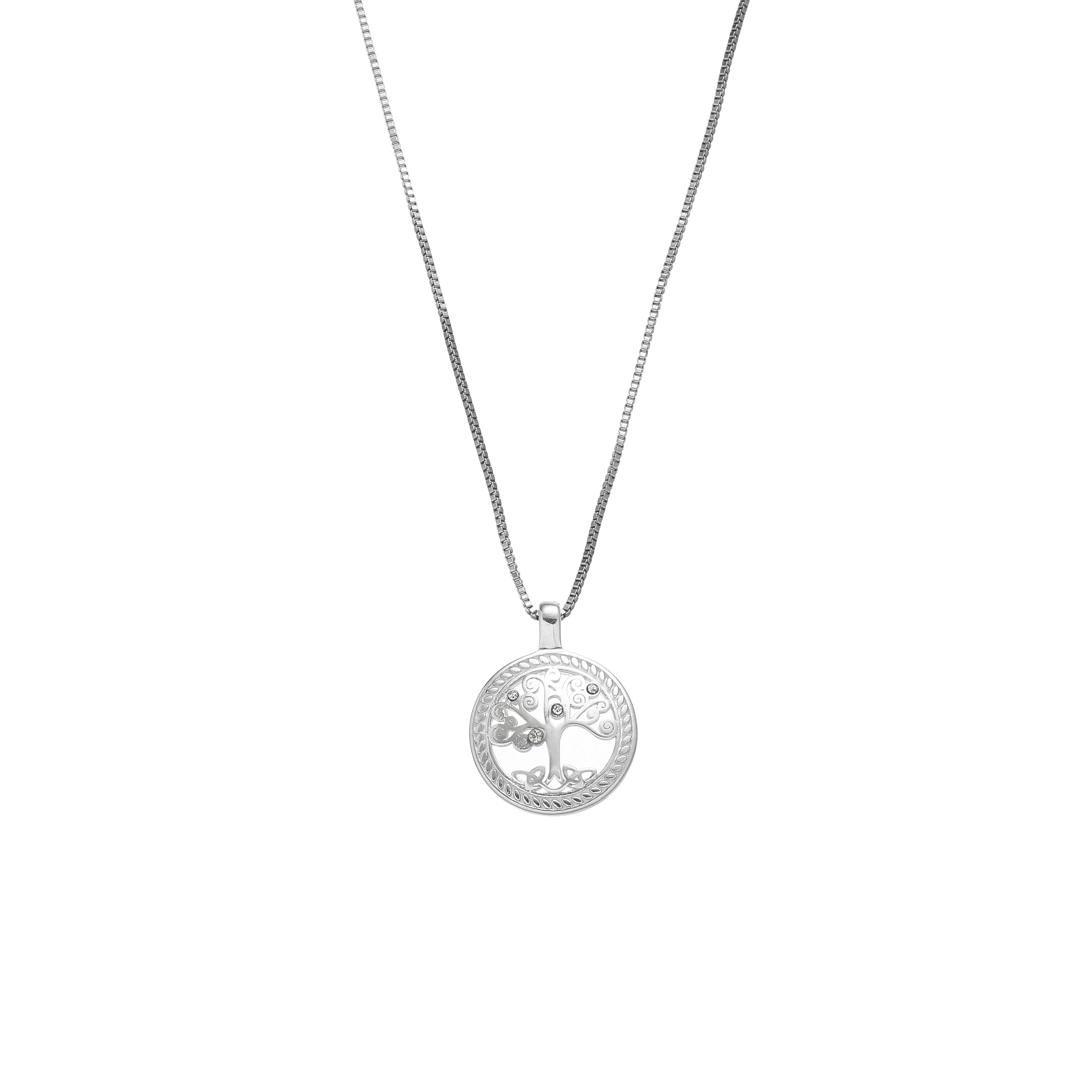 Grá Collection Tree Of Life Green Border Necklace Sterling Silver