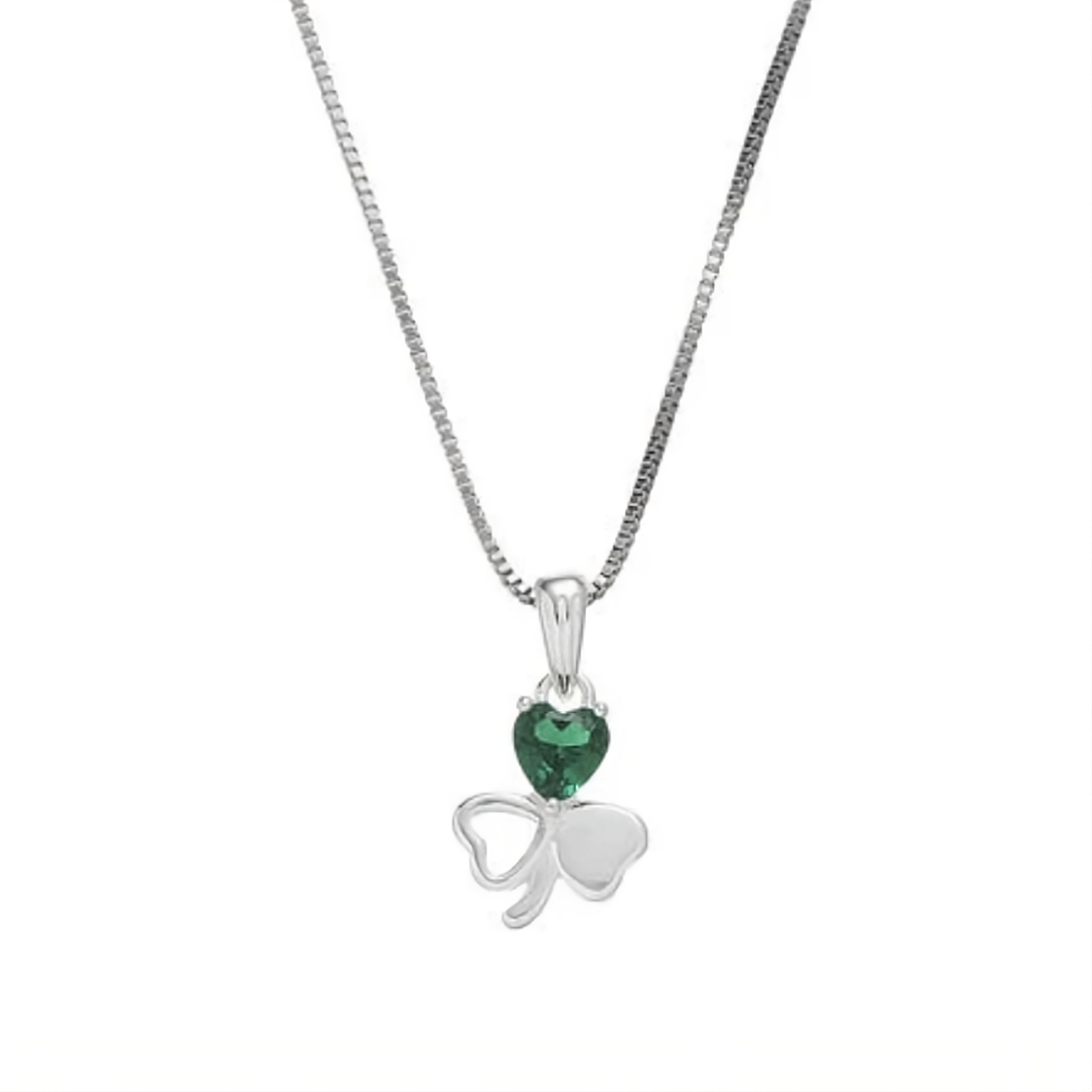 Grá Collection Shamrock Green Single Stone Necklace Sterling Silver
