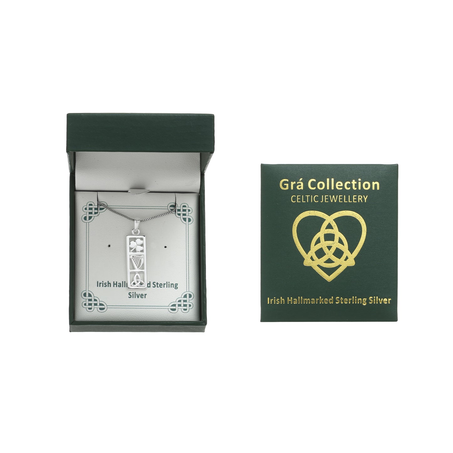 Irish Symbol Bar Necklace Sterling Silver