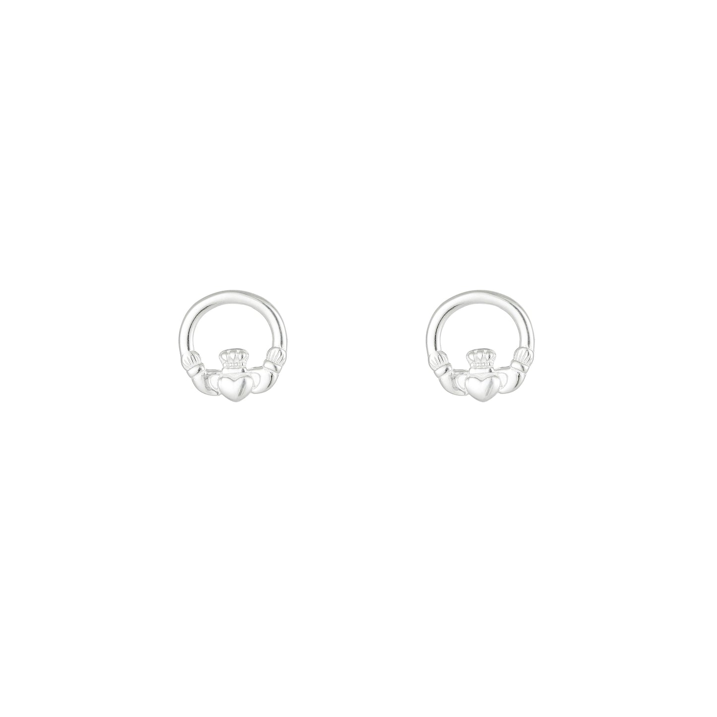 Grá Collection Plain Claddagh Earrings Sterling Silver