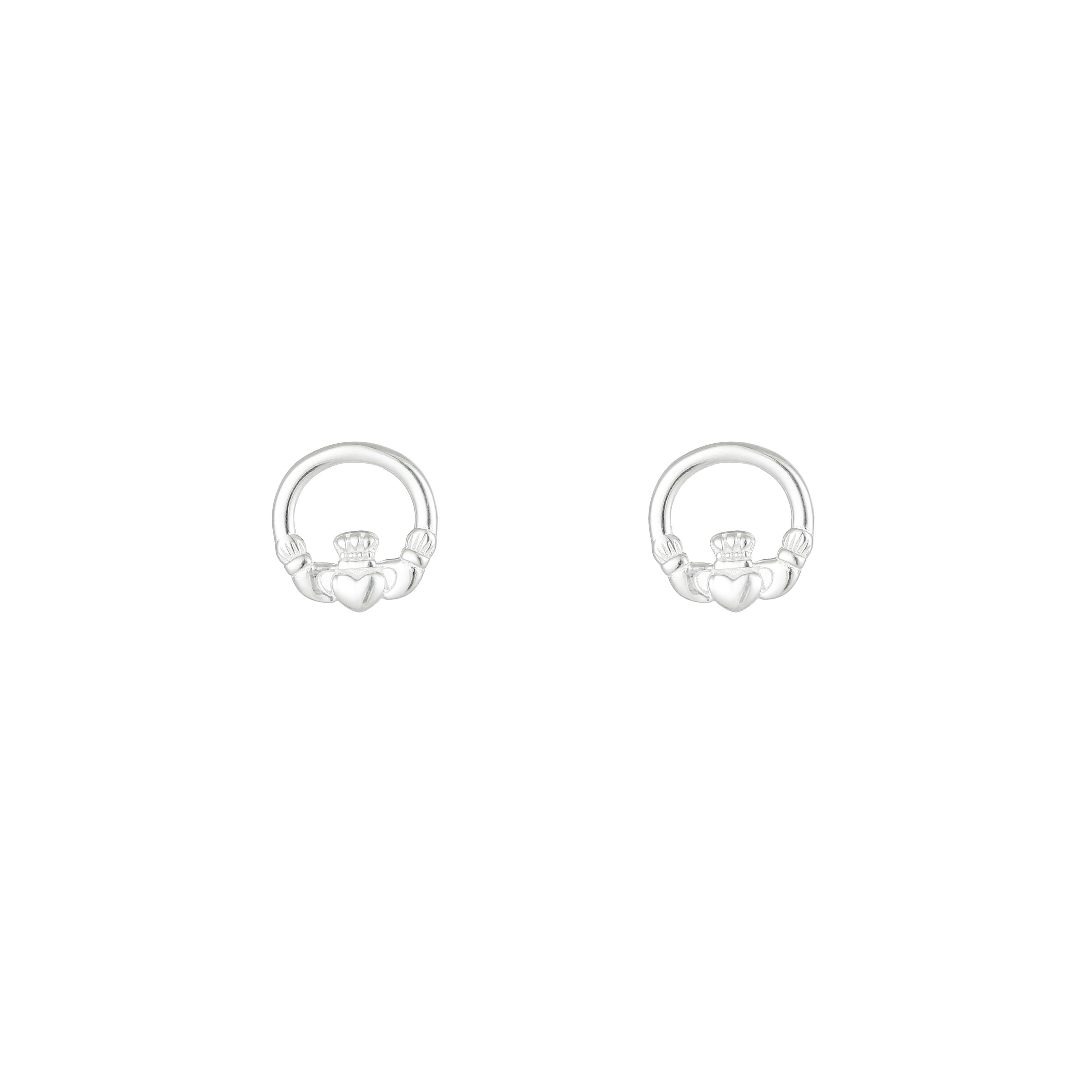 Grá Collection Plain Claddagh Earrings Sterling Silver