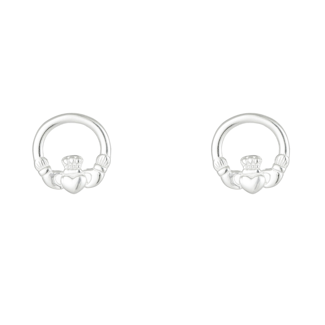 Sterling Silver Claddagh Stud Earrings