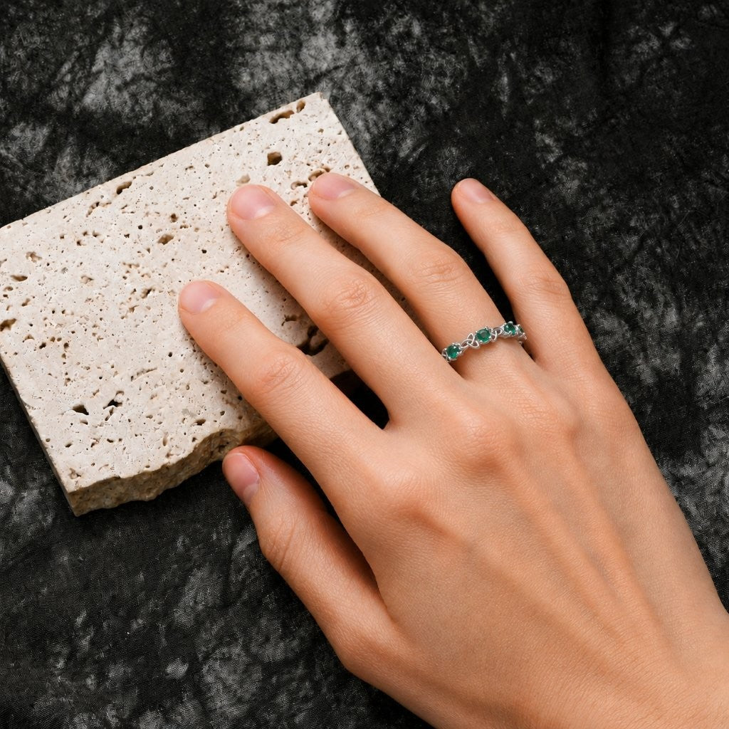 Trinity Green Stone Ring