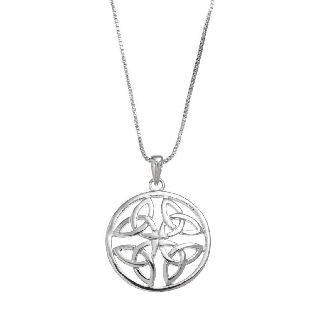 Sterling Silver 4 Trinity Knot Circle Necklace