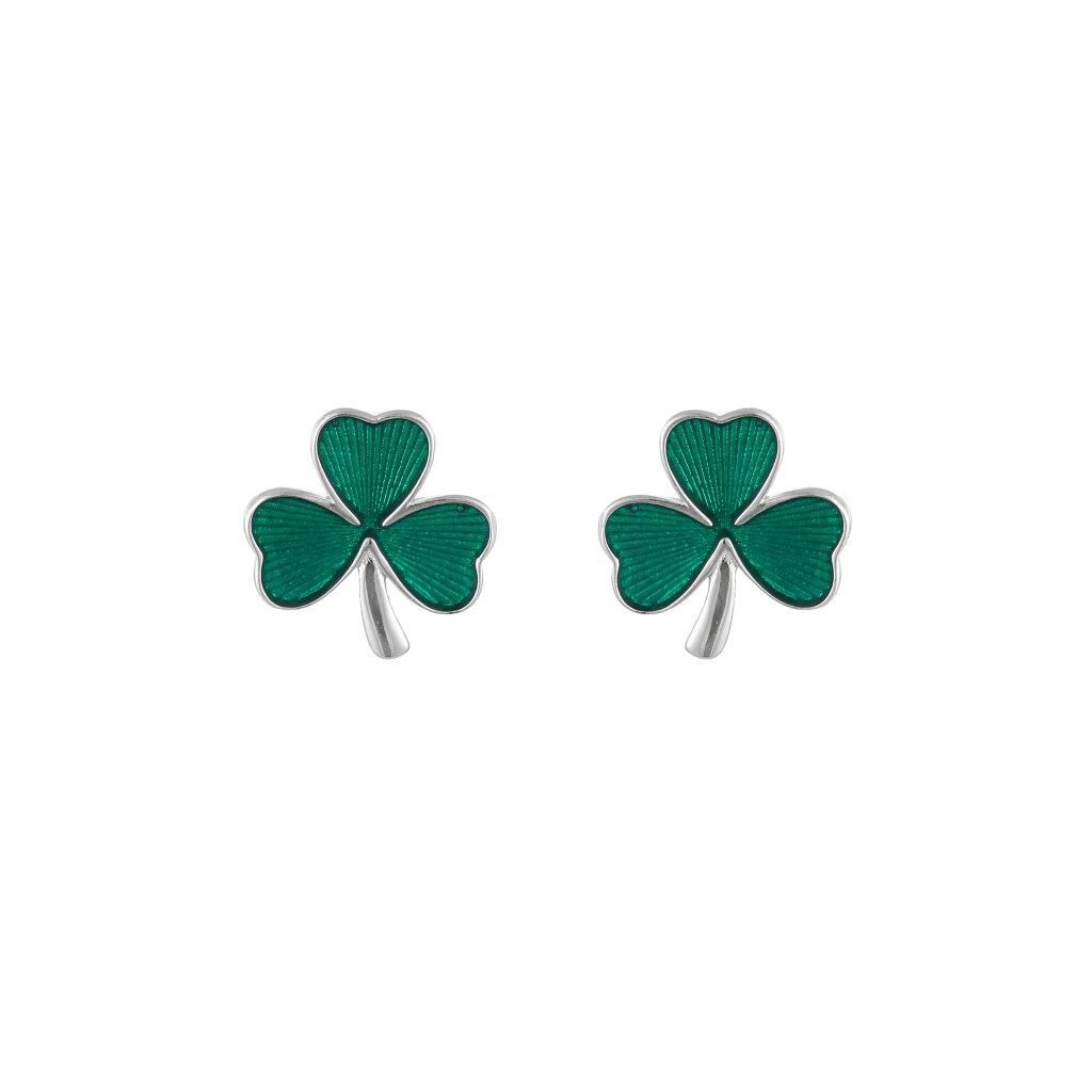 Sterling Silver Green Shamrock Earrings