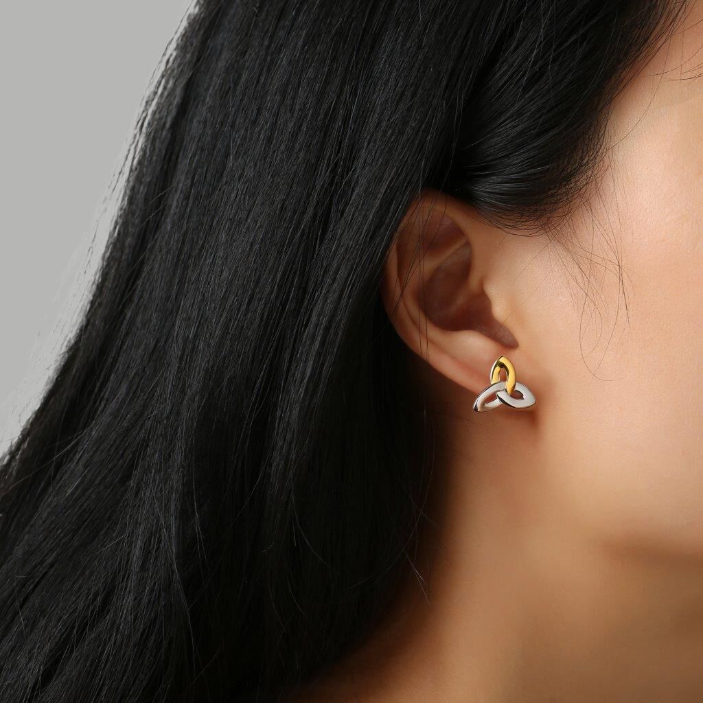 Sterling Silver & Spot Gold Trinity Earrings