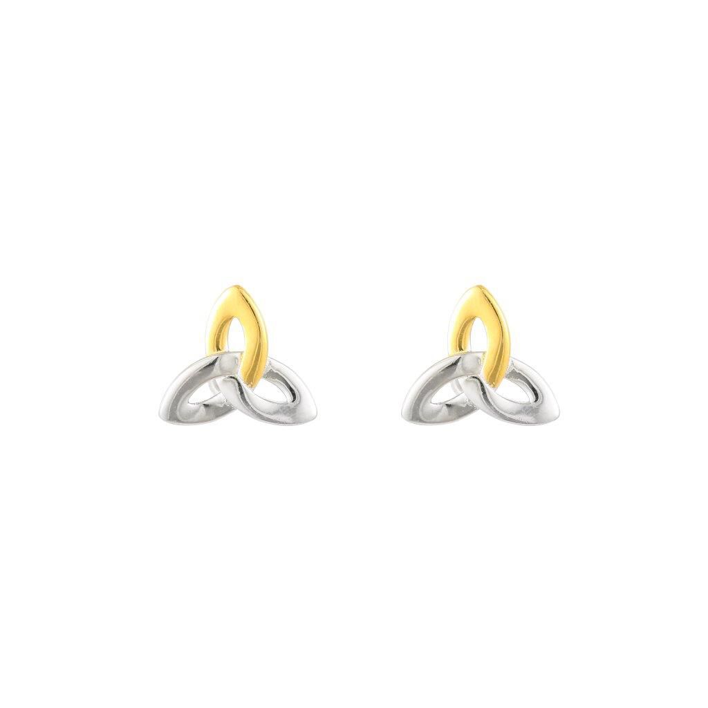 Sterling Silver & Spot Gold Trinity Earrings