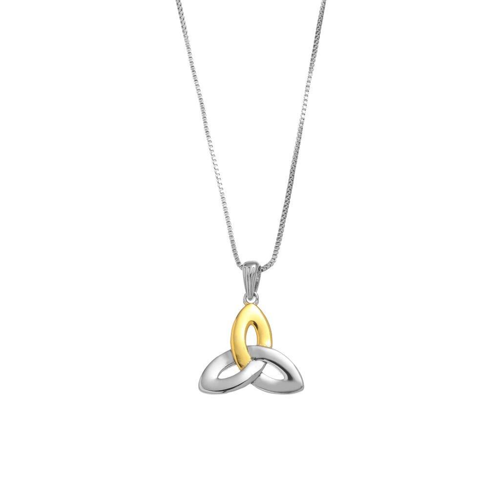 Silver Sterling & Spot Gold Trinity Pendant