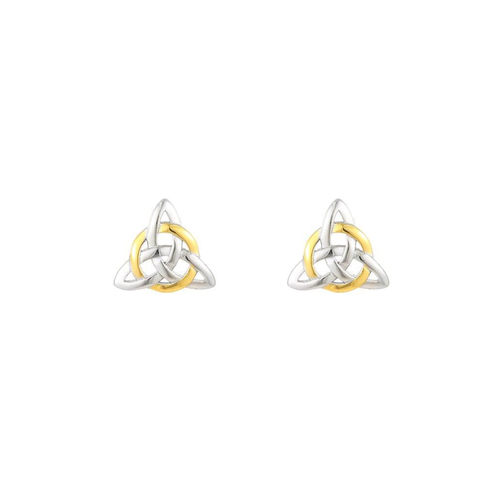Sterling Silver & Spot Gold Trinity Circle Earrings