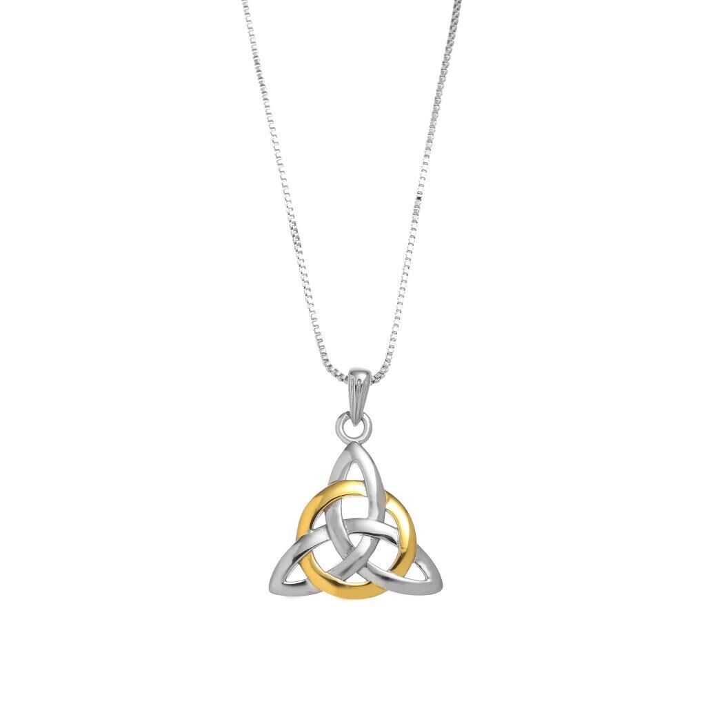 Sterling Silver & Spot Gold Trinity Circle Pendant