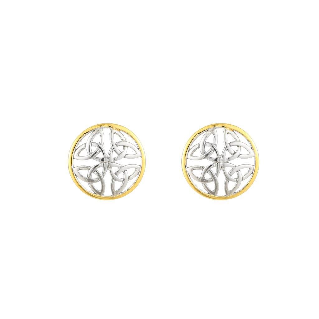 Sterling Silver & Spot Gold 4 Trinity Circle Earrings