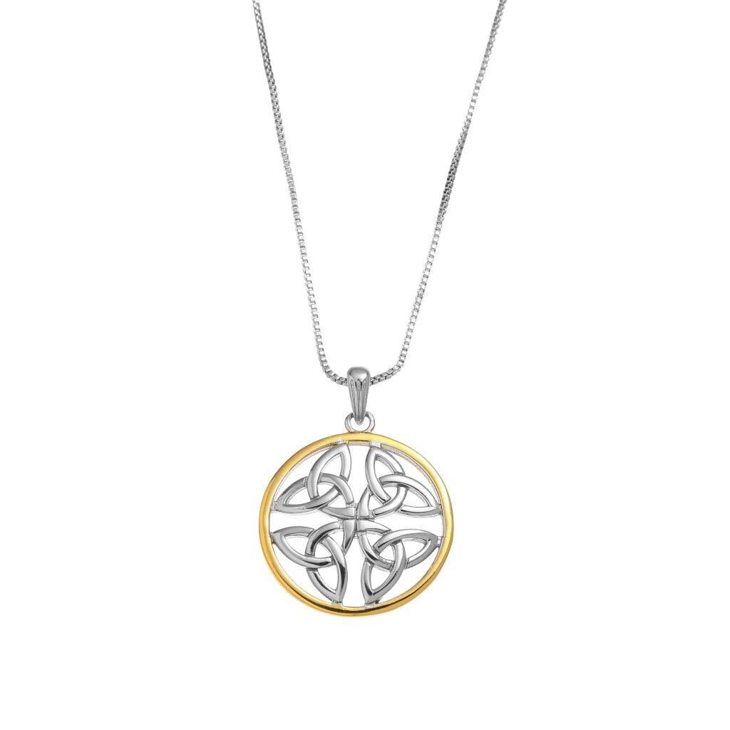 Sterling Silver & Spot Gold 4 Trinity Circle Pendant