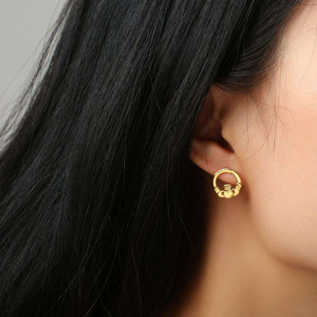 Gold Vermeil  Claddagh Earrings