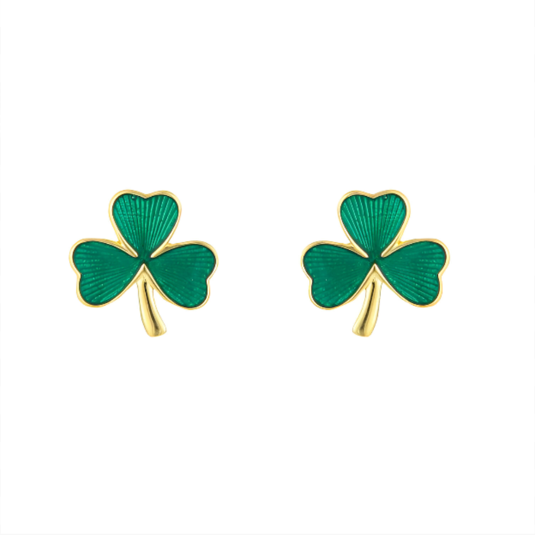 Gold Vermeil Green Shamrock Earrings