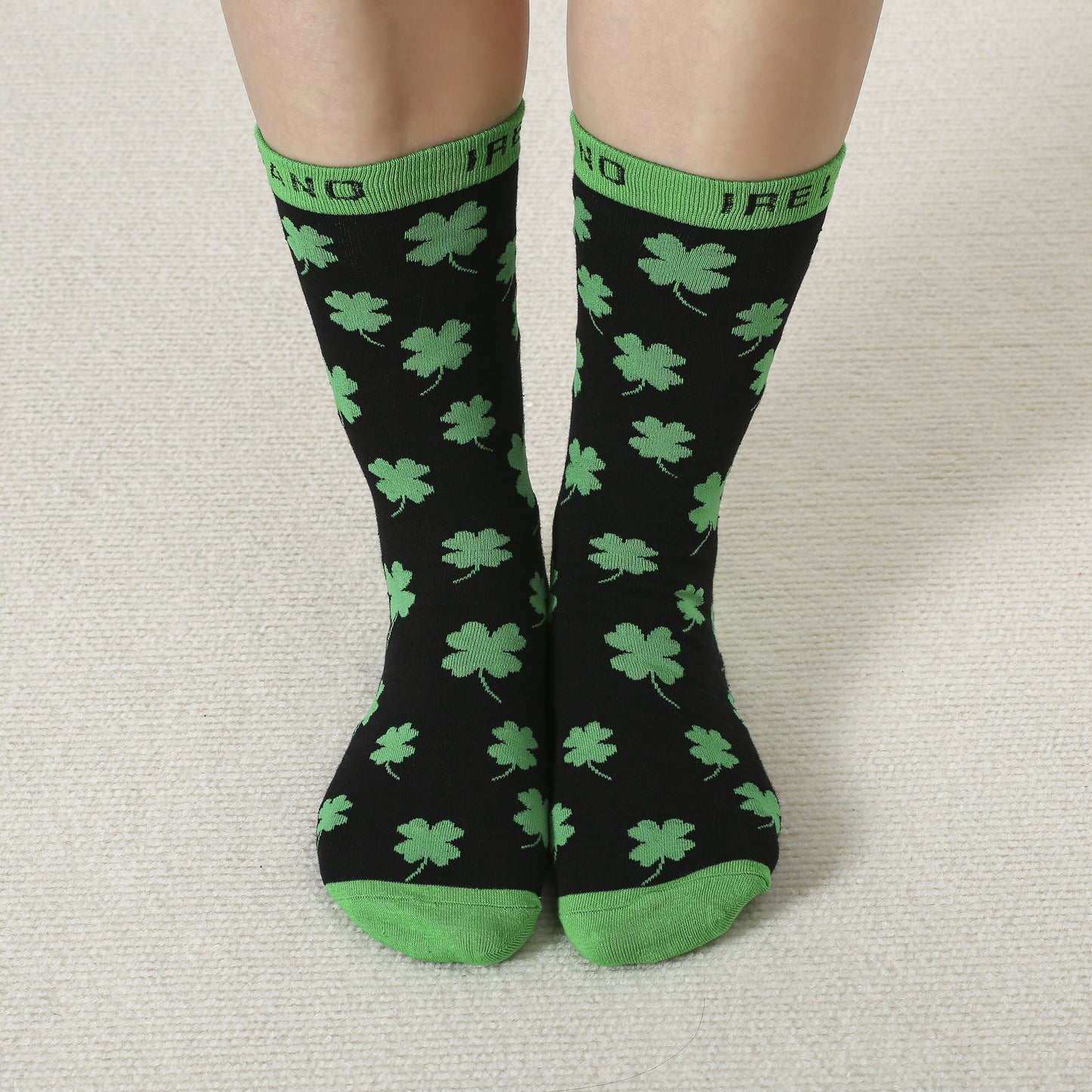 Green Black & Orange Shamrock Socks 3 Pack