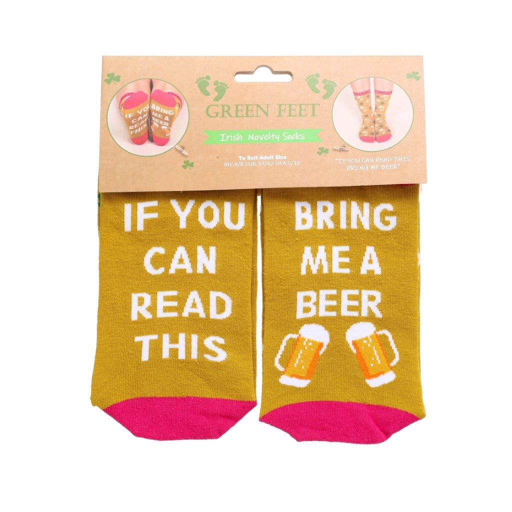 Ladies Pink & Mustard Beer Socks