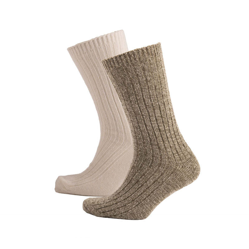 Merino Mix Walking Sock 2 Pack StoneCream Marl