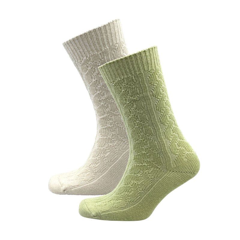 Aran S 2pk Socks White Green