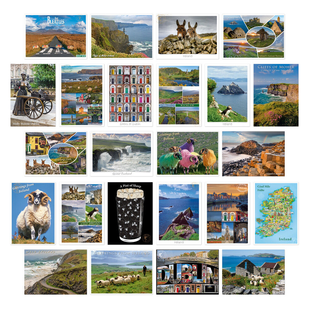 Pack Of 24 Small Postcards With Irish Designs