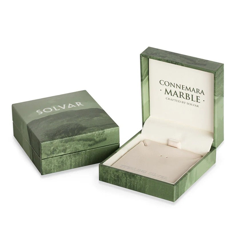 Sterling Silver Connemara Marble Trinity Knot Drop Earrings