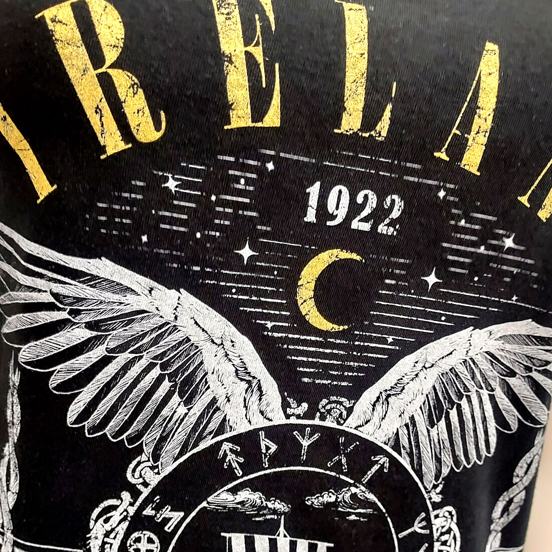 Ladies Ireland Viking Ship T-Shirt Black