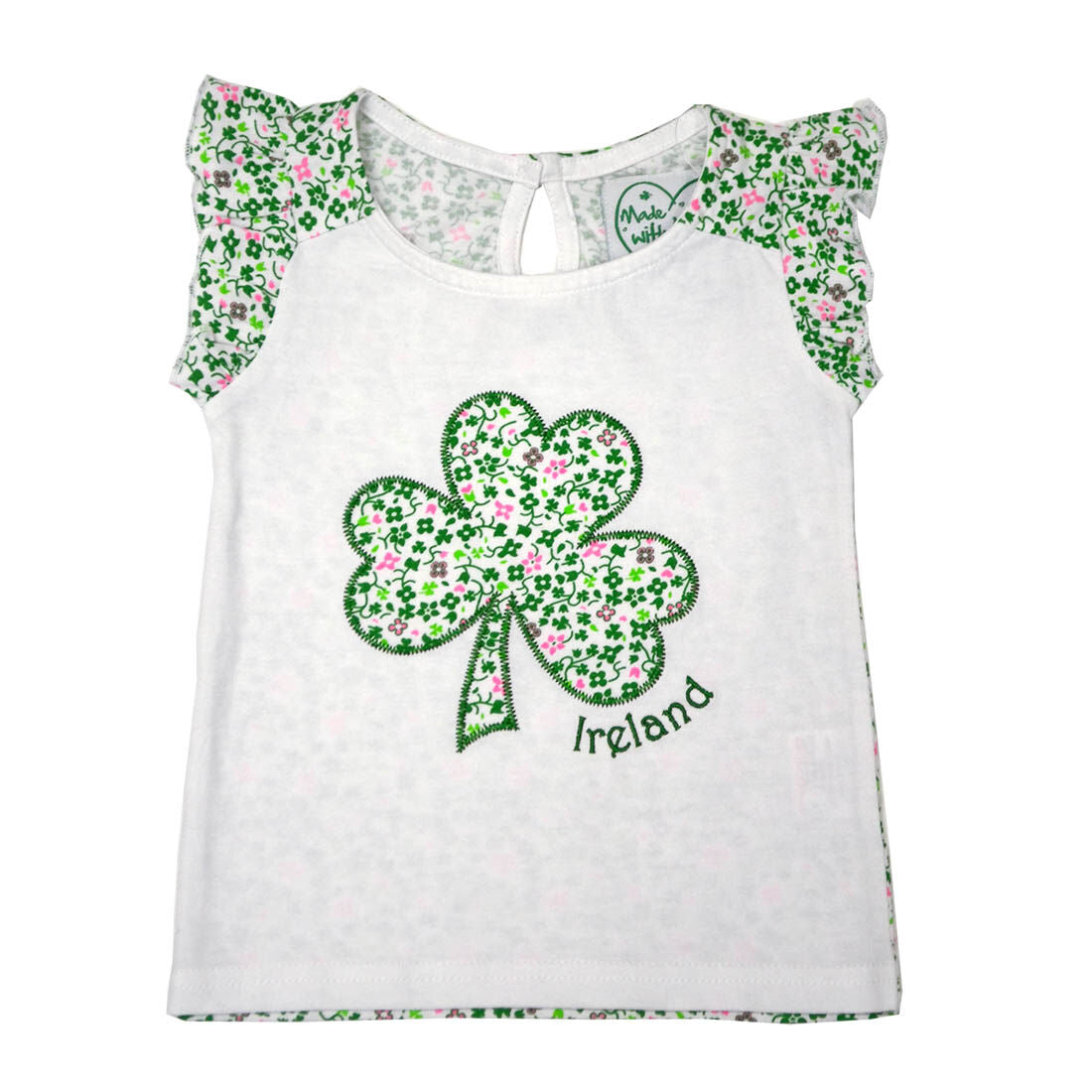 Kids Shamrock Flower T-Shirt White