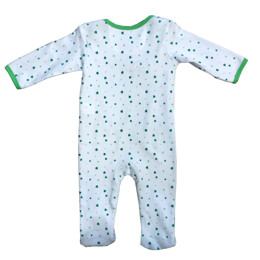 Leprechaun All Over Shamrock White Baby Romper