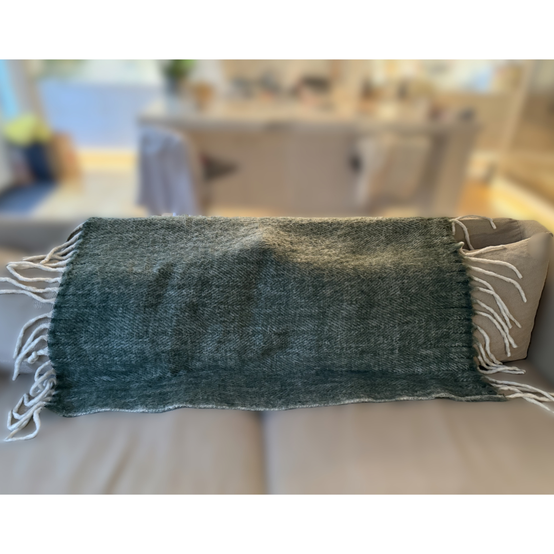Celtic Weave Herringbone Throw Green