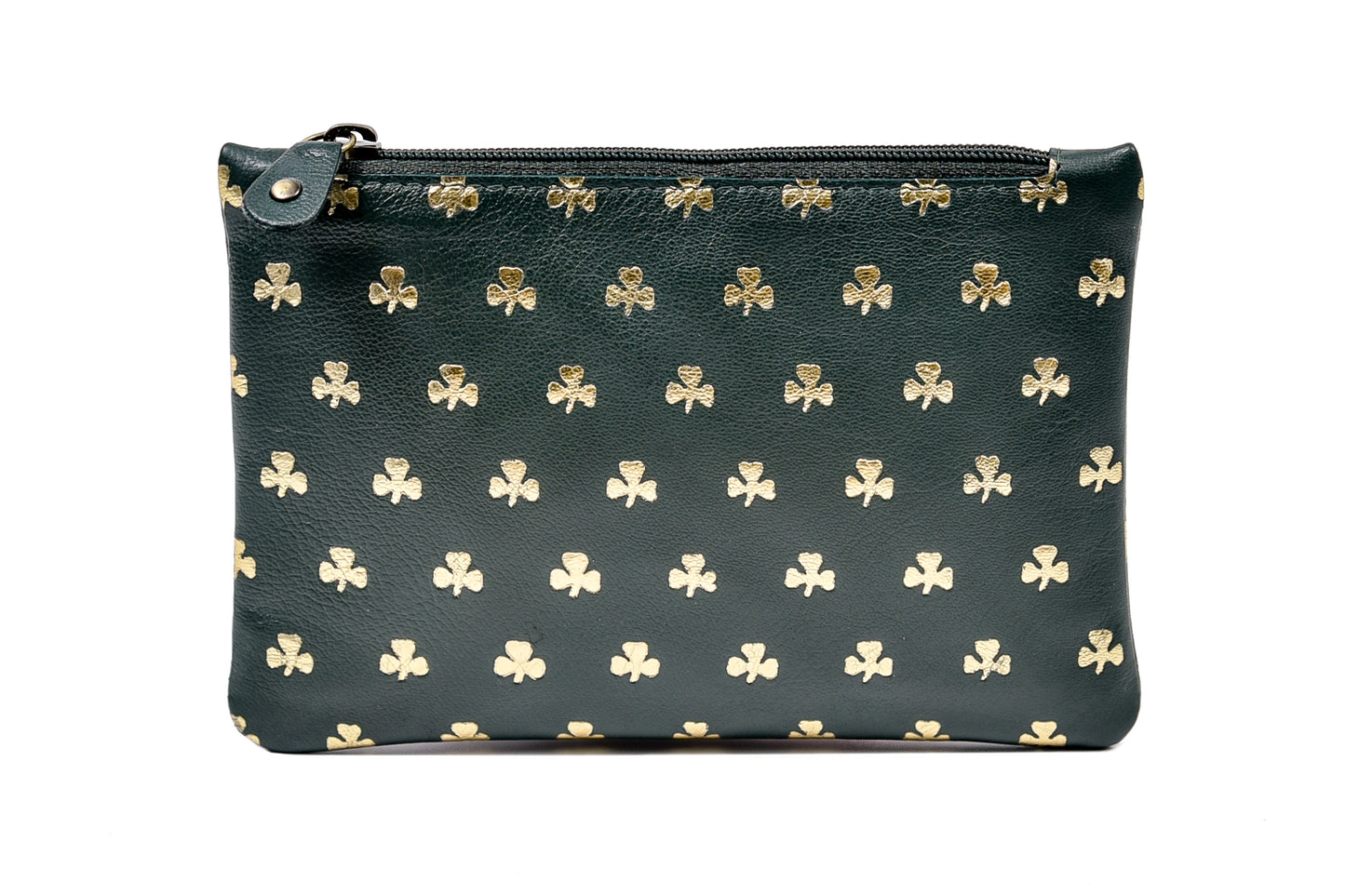 Leather All Over Shamrocks Top Zip Green Purse
