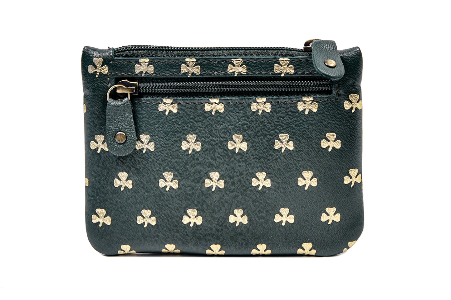 Leather All Over Shamrocks 3 Zip Purse