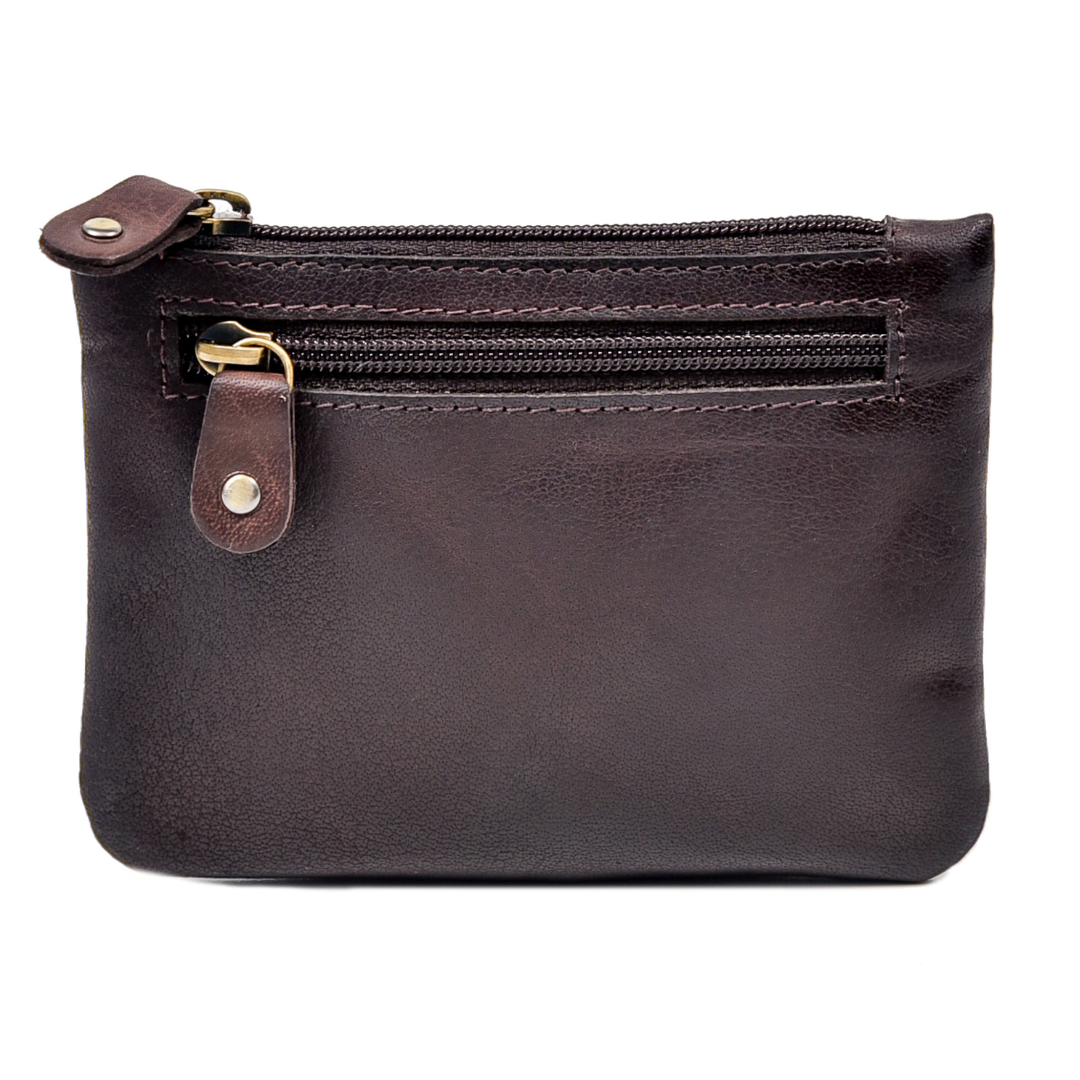 Leather 3 Zip Brown Purse