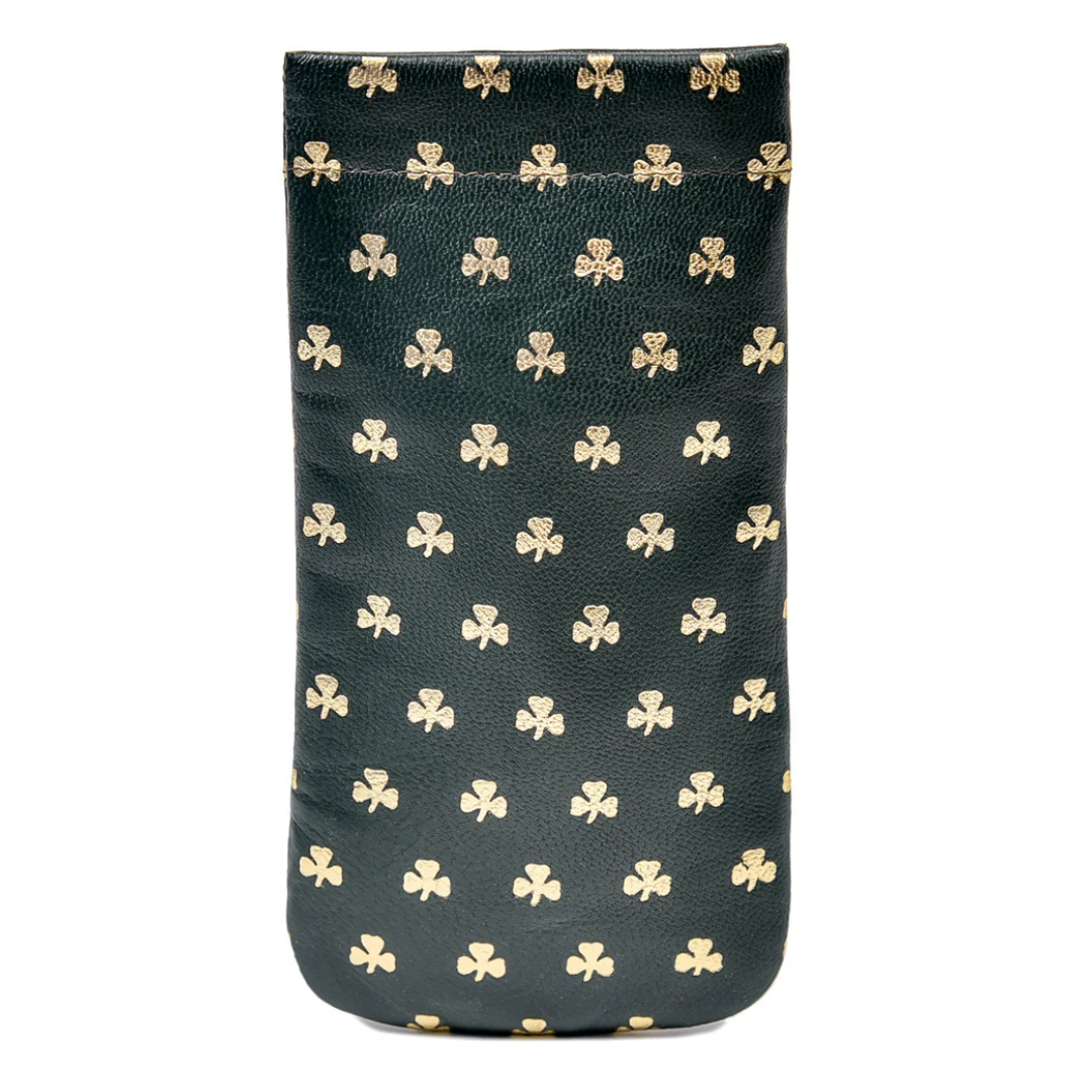 All Over Shamrock Leather Readers Specs Case