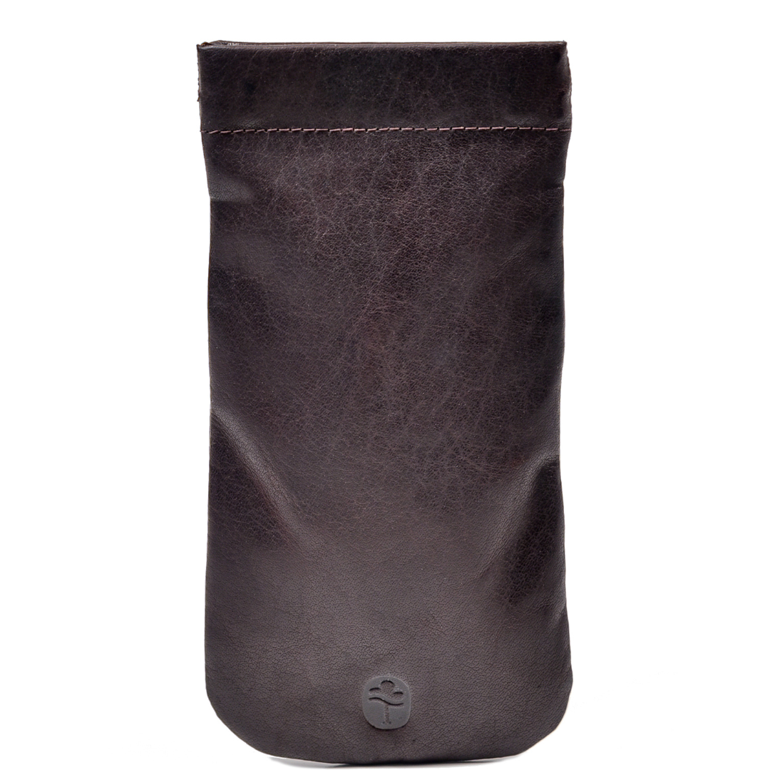Leather Brown Snap Glasses Case