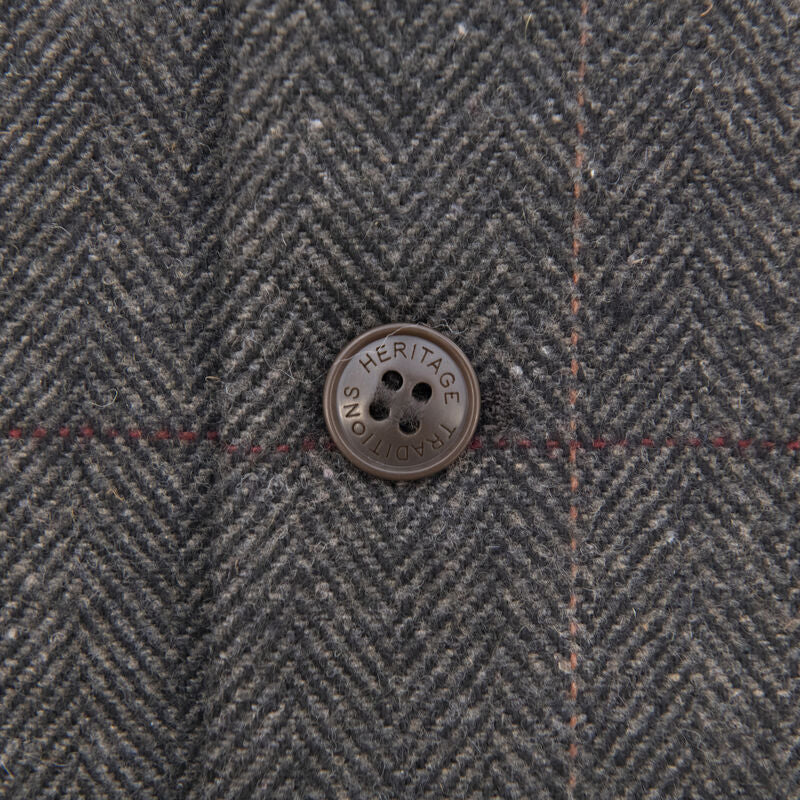 Heritage Traditions Herringbone Tweed Box Check Waistcoat Grey