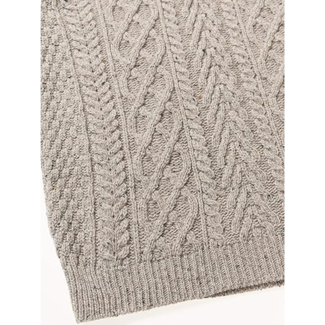 Men's Zip Neck Aran Oatmeal Jumper