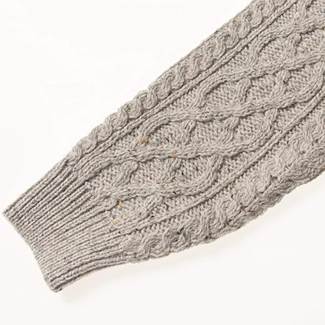 Men's Zip Neck Aran Oatmeal Jumper