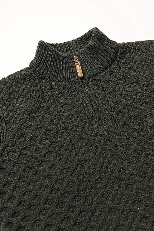 Men's Supersoft Half Zip Aran Green Jumper