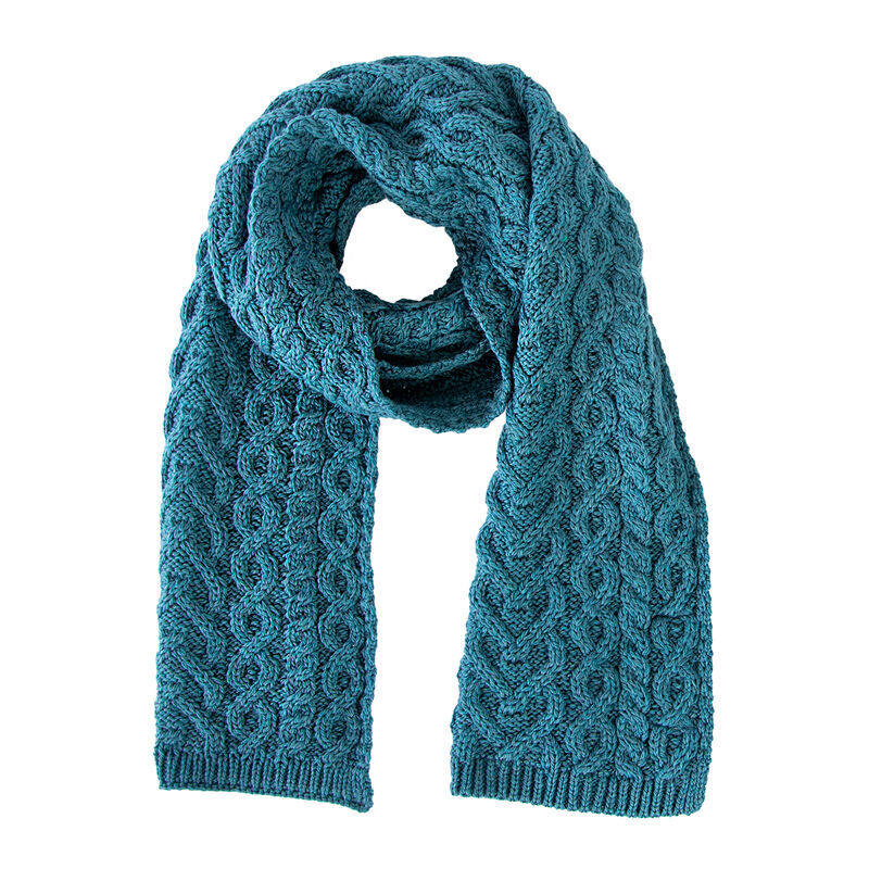 Merino Wool Heart Designed Scarf Teal Blue