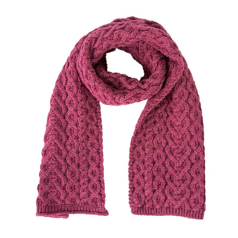 Merino Wool Heart Designed Scarf Magenta Pink