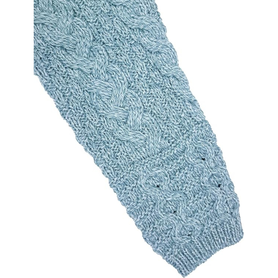 Ladies Double Collar Zip Mermaid Blue Cardigan