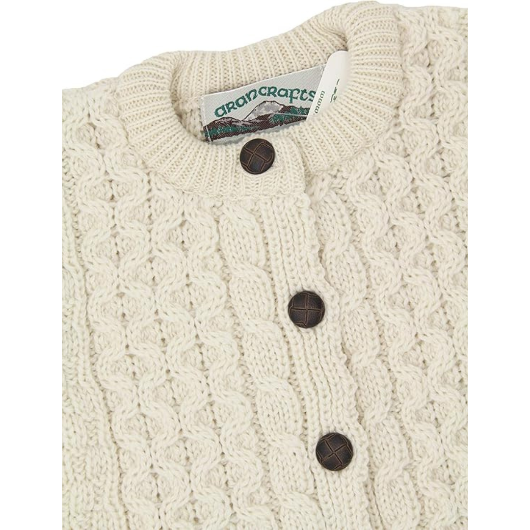 Children's Aran Merino Wool Natural Cardigan