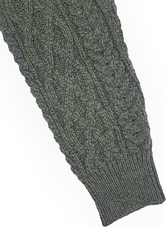 Men's Aran Full Zip Green Cardigan
