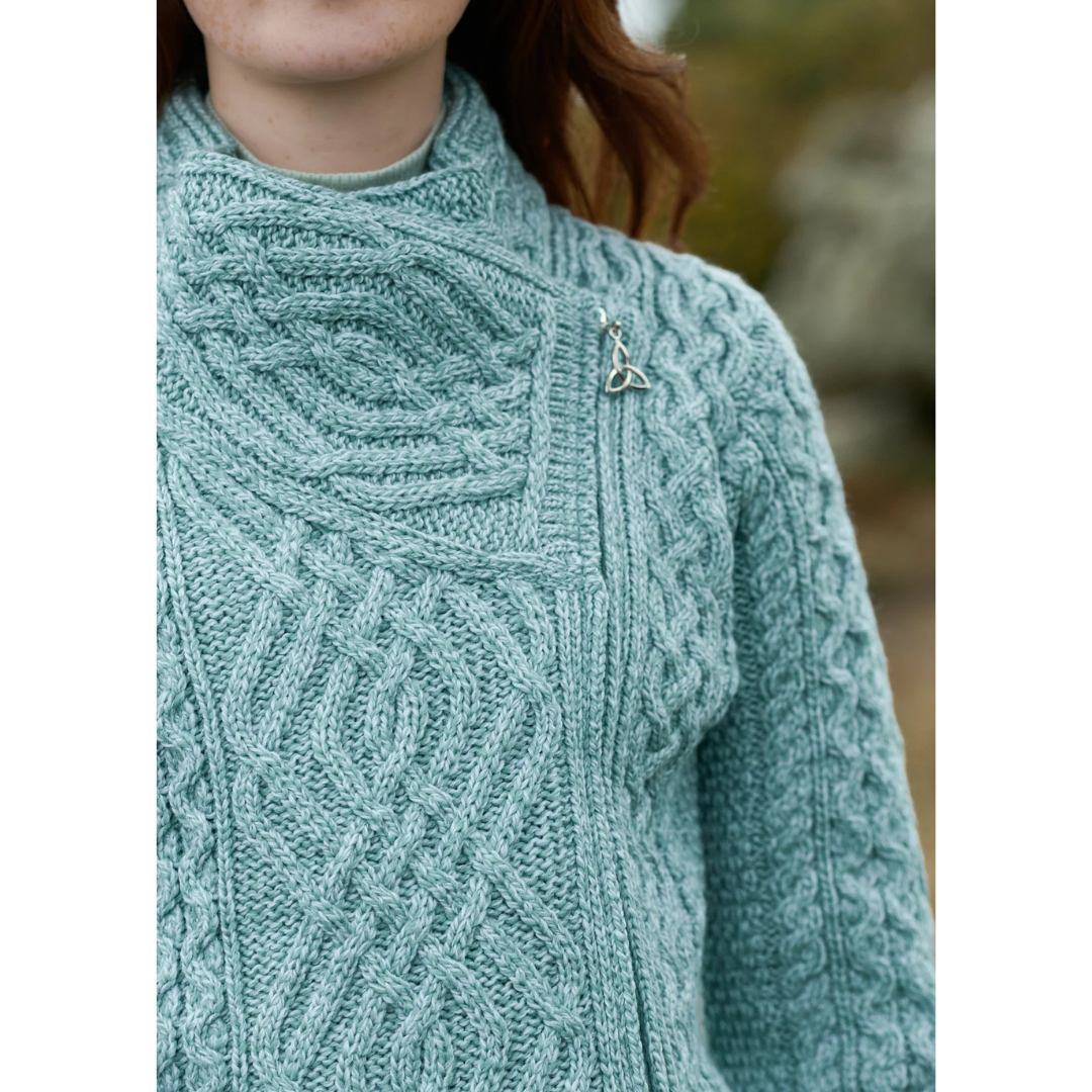 Ladies Side Zip Aran Mermaid Cardigan