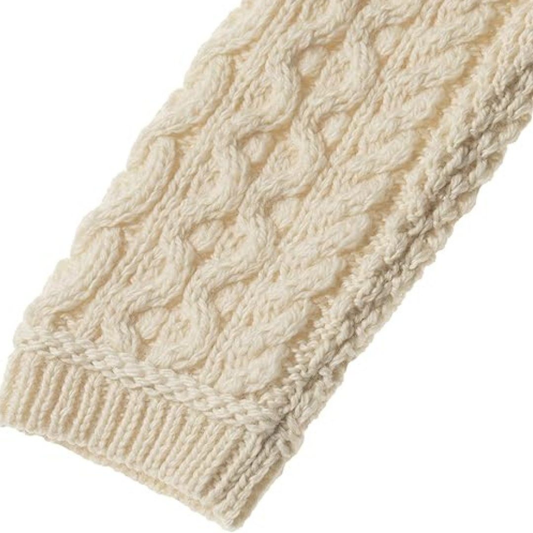 Ladies Aran Cable Knit Side Zip Natural Cardigan