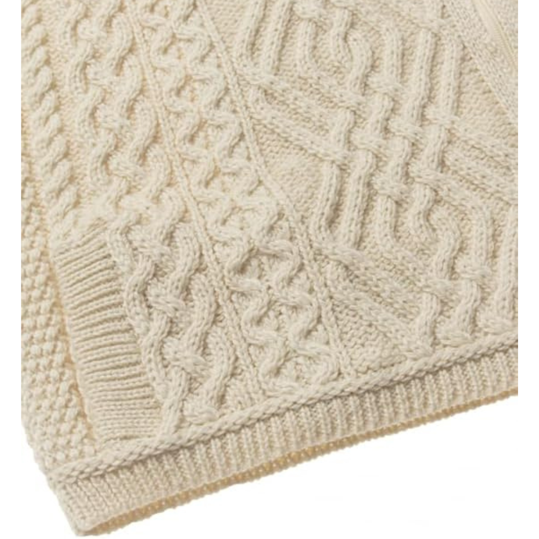 Ladies Aran Cable Knit Side Zip Natural Cardigan
