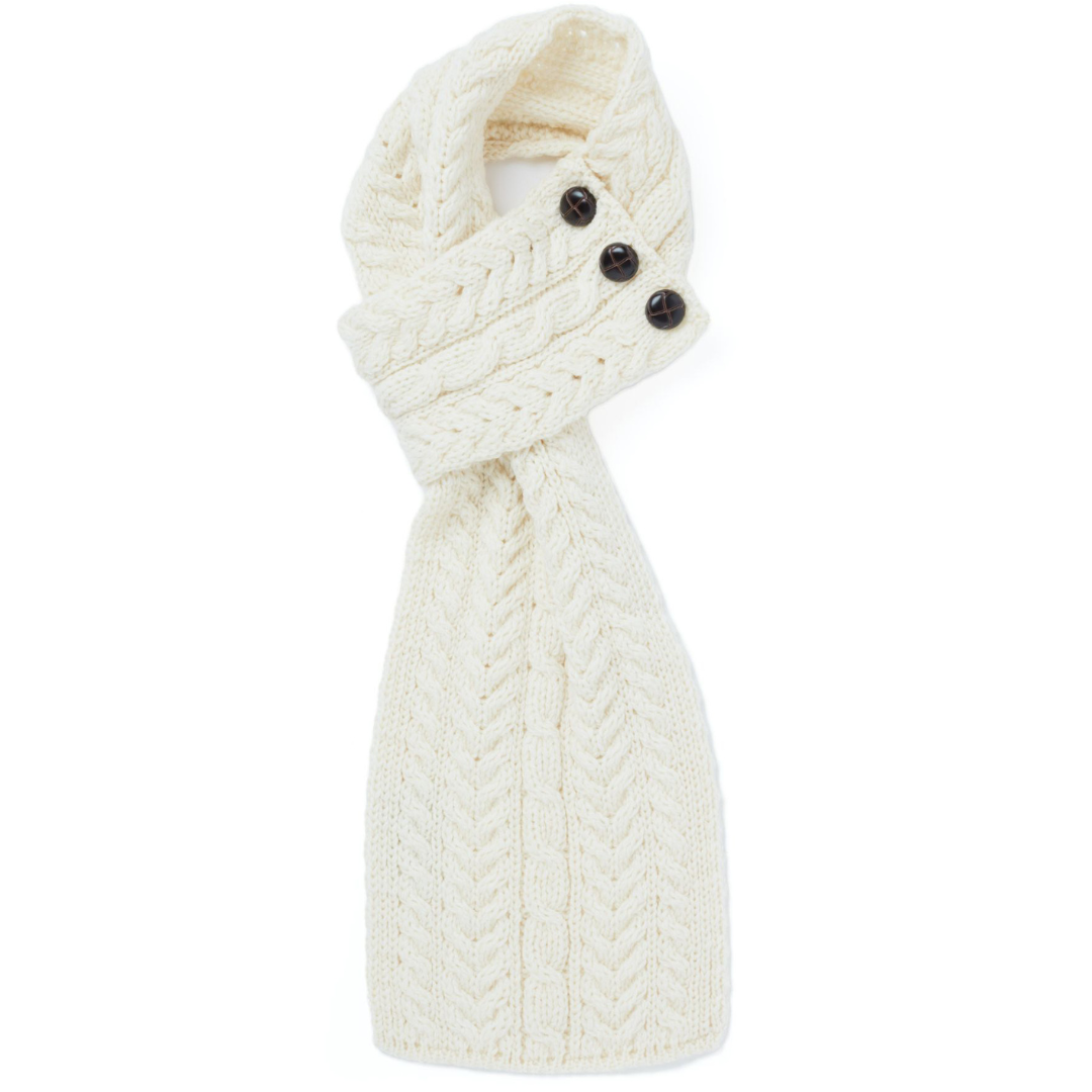 Aran Buttoned Loop Blue Scarf